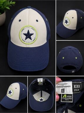 Dome Headwear Co. Star Club Flex Fit Baseball Cap Navy Gray Neon Green M/L